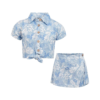 Blue Floral Skirt Set
