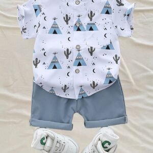 14eae7079a3707500c78d362230aadba_7wyZUUrPwYK0k.jpg Boys' Summer Print Tee & Shorts Set