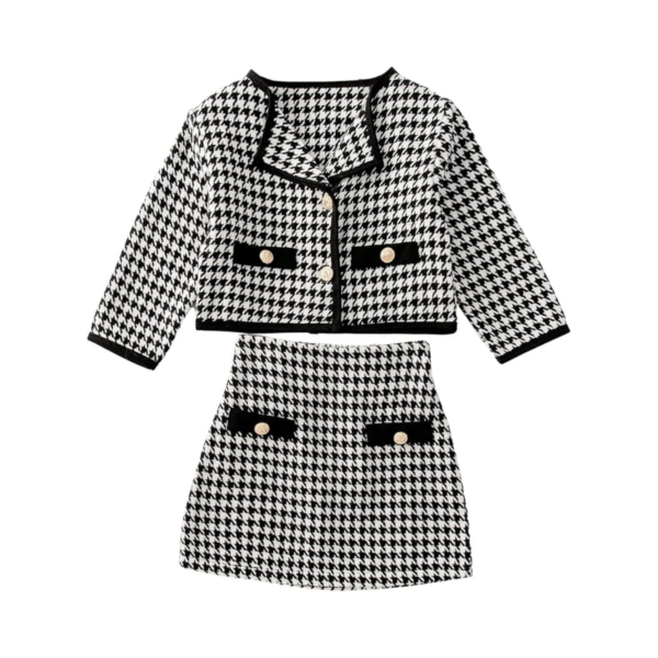 Black & White Houndstooth Skirt Set