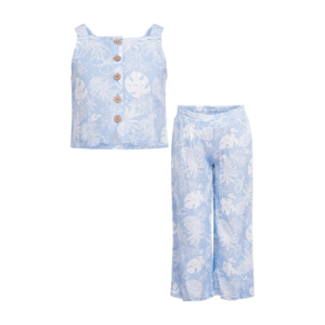 Light Blue Floral Two-Piece Set