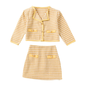 25.png Sunny Yellow Houndstooth Skirt Set