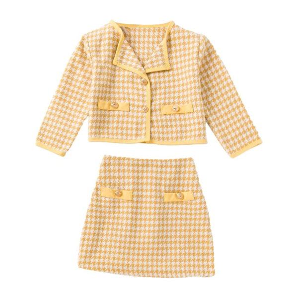 25.png Sunny Yellow Houndstooth Skirt Set