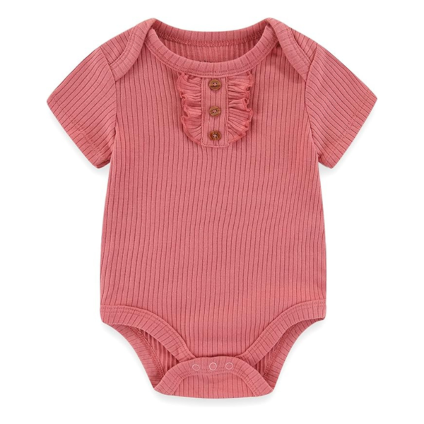32.png Coral Stripe Baby Bodysuit
