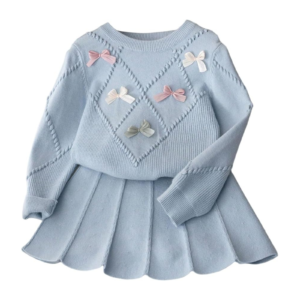 33.png Blue Sweater Skirt Set