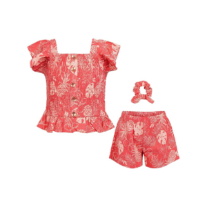 Red Blossom Shorts Set