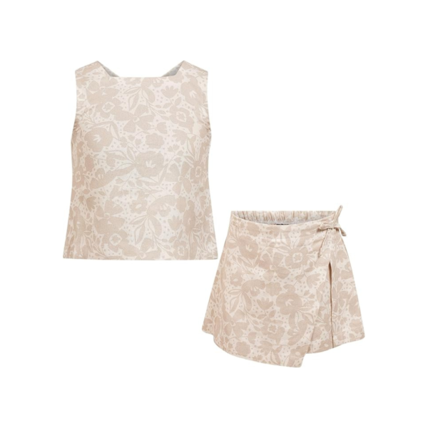 9.png Beige Floral Skirt Set