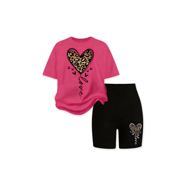 Leopard Heart Pink Set