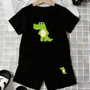 Playful Cartoon Tee & Shorts Set